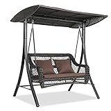 wuuhoo® Hollywoodschaukel Audrey 2 - Sitzer mit Sitzauflage - Gartenschaukel aus Polyrattan und verstellbarem Dach, wetterfeste Gartenmöbel