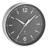 TFA Dostmann Funk-Wanduhr mit Aluminium-Rahmen, Küchenuhr, 60.3503.10, Grau