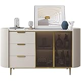 63'' Modern Sideboard Buffet Storage Cabinet with 3 Drawers 2 Doors Wood Console Cabinet with Metal Legs for Living Room Dining Room Entryway White