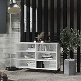 BULANED Sideboard, Kommode Schlafzimmer, Kommoden & Sideboards, Wohnzimmerschrank, Flur Kommode, Zimmer Möbel, Wohnzimmer Schränke, Hochglanz-Weiß 103,5x35x70 cm Spanplatte