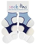 Sock Ons - Baby-Sockenhalter - 0-6 Months - 3er Pack (1 x Baby Blau, 1 x Navy, 1 x Weiß) - Erstaunliches Vorteilspaket - Baby-Socken immer anziehen!