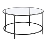 [en.casa] Couchtisch Kouvola Glas-Tischplatte Stahlgestell Glastisch 84 x 45,5 cm Wohnzimmertisch Kaffeetisch Schwarz