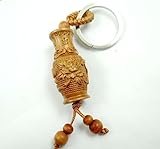 RUBA Schlüsselanhänger Natürliche Mahagoni dreidimensionale Gravur Vase Holz Buddha Schlüsselring Schmuck Geschenk für Männer und Frauen(1,1)
