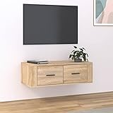 JUNZAI TV-Wandschrank, Tv Board, Tv Lowboard, Tv Tisch, Fernsehschrank, Fernsehtisch, Kommode, Sideboard Wohnzimmer, Tv Sideboard, Sonoma-Eiche 80x36x25 cm Holzwerkstoff