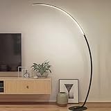 PAKFAN Bogen-Stehlampe, superhelle Lampe im Wohnzimmer und Büro, warmes Licht, dimmbar, intelligent, hohe Moderne Stehlampe, geeignet zum Lesen im Schlafzimmer, schwarzes Klavierlicht