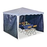 Relaxdays Seitenteile für Pavillon, 3er Set, 2x3 m, wasserdicht, mit Klettverschluss, PE, ohne Fenster, dunkelblau