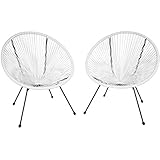 TecTake 800988 2er Set Acapulco Garten Stuhl, Relaxsessel im Retro Design, Indoor und Outdoor, Lounge Sessel für Garten Balkon und Terrasse (Weiß | Nr. 404406)