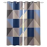 KDGGLUCK Geometrico Blu Triangolo Modello Finestra Tende Soggiorno Ragazzi Bambini Camera da Letto Bambini Trattamento Finestra Home Decor -80x130cm(WxH) 31x51in x2