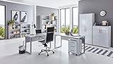 BMG-Moebel.de Büromöbel komplett Set Arbeitszimmer Office Edition in Lichtgrau/Weiß Hochglanz (Set 6)