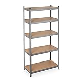 Relaxdays 2 x Schwerlastregal, Traglast 875 kg, 5 Ebenen, zum Stecken, Keller, Garage, Stahl, HxBxT: 180 x 90 x 45 cm, grau