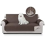 TAOCOCO Sofabezüge Schonbezug für Hunde wasserdichte Sofa Überwürfe mit Gummiband Anti-Rutsch-Schaum für Verschütten, Abnutzung und Riss Schützen (Braun, 3 Sitzer)