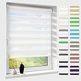 Doppelrollo klemmfix ohne Bohren, Duo Rollos für Fenster & Tür mit Bohren, Version 2023 weiß 90x120cm (BxH), Fensterrollo lichtdurchlässig & verdunkelnd, Klemmrollo Sonnenschutz