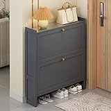 Grauer Schuhschrank, Moderner Schuhspeicherschrank mit 2/3 Fliptüren, Freistehenden Schuhregal, Schlanker Versteckter Schuhschrank für Eingang, Schlafzimmer, Flur ( Color : 2 Tier , Size : 70cm/27.55i