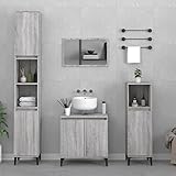 MATTUI Badmöbel-Set, 3-teilig, Holz, Sonoma, Grau