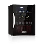 Klarstein Getränkekühlschrank, Kühlschrank Klein für Champager, Minikühlschrank Lautlos für Büro Camping Outdoor, Mini-Kühlschrank mit Glastür, Mini Fridge 0-13°C, Bierkühlschrank 60 Liter, Schwarz