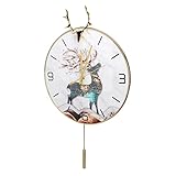 Jeanoko Wanduhr, stilvolle schöne Hirsch-Design, gehärtetes Glas, Zifferblatt, verdickter Zeiger, große dekorative Wanduhr für Bar für Wohnzimmer für Café