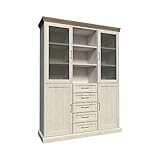 Furniture24 Vitrine ROYAL W2D, Schrank, Wohnzimmerschrank, 4 Türiger Highboard mit 4 Schubkästen, Anrichte, Kommode