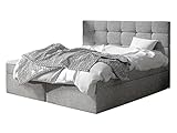 Mirjan24 Boxspringbett Gazel mit 2 Bettkasten, Bonell-Matratze und Topperr, Continentalbett, Polsterbett, Amerikanisches Bett, Ehebett, gepolstertes Kopfteil (Muna 08., 160 x 200 cm)