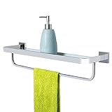 MAVNES Wandregal 24-Zoll SUS 304. Edelstahl-Badezimmer-Glas-Regal mit Tuchstab, Wandmontage Dusche Caddy, poliertes Chrom Badezimmer Regal