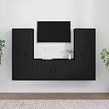 UYSELA Home Sets mit 3-teiligem TV-Schrank-Set aus schwarzem Holz