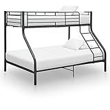 Hommdiy Etagenbettgestell Schwarz Metall 140x200 cm/90x200 cm