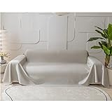 HNTYSM Cool-Touch Sofaüberwurf 4 Sitzer Sofabezug für den Sommer mit vollständiger Abdeckung Kann als Bettüberwurf, Bettlaken, Sofadecke verwendet Werden (185 x 400 cm, Beigegrau)
