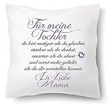 Farbwuselei Kissen mit Spruch Für Meine Tochter in Liebe Mama Flieder Kissenhülle Inlay Kissenbezug Geschenk