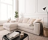 DELIFE Eckcouch Svada Cord Beige 285x175 cm Recamiere Links