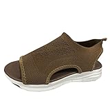 Damen Mode Sommer Mesh Plateau Casual Damen Schuhe Fischmund Sandalen Yoga Sling Sandalen für Frauen Breit, braun, 39.5 EU