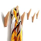 LONANGG 6 Stück Gummiholz Holzhaken, Hoat Haken Kleiderhaken Wandbehang Kleiderhaken Handtuchhaken, Dreieck Holz Wandhaken