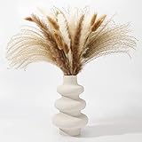 Vase für Pampasgras Weiß, Keramik Vase Moderne Deko Kunst Vase, Handmade Vase Matt, Donut Spiral Blumenvase Runde Vase Mit Loch, Abstraktion Blumenvase für Wohnzimmer Büro Dekoration