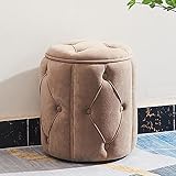 Small with Storage, Storage Foot Rest Hocker, Cute Buttons Foot Hocker Couch Hocker for Living Room Bedroom Entryway (Color : Khaki, Size : 13x13x15inch)