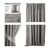 AmeliaHome Vorhang Velvet Optik 140x270 cm Stahl 1 St. Kräuselband Samt Verdunkelungsvorhang Fensterdekoration Leicht Schimmernd Dekoschal Dekorvorhang