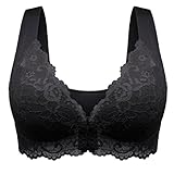 Damen Sport BH Spitzen BH Frauen Bustier Racerback Lace Bra für Yoga Atmungsaktiv Bra Damen Bequem BH mit Polstern Push Up Yoga Sports Jumping Fitness Bra Bustier Polster Lace Bralette Soft Black 85B