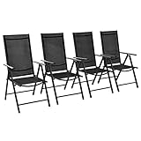 MATTUI Möbel Klappstuhl Gartenstuhl 4 Stück Aluminium und Textilene schwarz