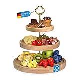 foodworx Premium Etagere Holz Etagere 3 Etagen oder 2 Etagen Zertifizierter Bambus für mehr Nachhaltigkeit!