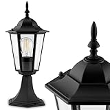 LUMILED Wegeleuchte Sockelleuchte Vintage 230V Außenleuchte Stehend Laterne Sockellampe Aussenleuchte Aluminium Schwarz Glas IP44 Wasserdicht E27 Fassung Outdoor Garten Retro Gartenlampe antik