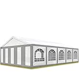 TOOLPORT Hochwertiges Partyzelt 5x10 m Pavillon Zelt PE Plane 450 N Gartenzelt Festzelt Bierzelt Wasserdicht grau-weiß