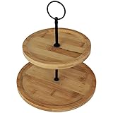 Koopman Etagere mit 2 Ablagen Bambus mit Modellwahl Servierständer Holz Etagenständer Telleretagere Etagerie Etagenplatte (Rund)