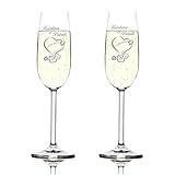2 Sektkelche Personalisierte Champagnergläser als Geld-Geschenk-Idee für das Brautpaar zur Silberhochzeit, Gold- und Diamanten-Hochzeit Proseccogläser mit Gravur als Tischdeko und Gastgeschenke