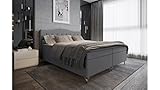 Stylefy Heaven Boxspringbett Dunkelgrau Velours Jasmine 140x200 cm