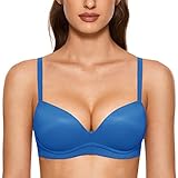 DOBREVA BH Damen ohne Bügel Push Up BHS Soft T Shirt Gepolstert Bustier Nahtlose Sleep Insel Blau 95B