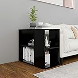 JUNZAI Beistelltisch, Tabletttisch, Blumenhocker, Nachttisch, Couchtisch, Wohnzimmer, Nightstand, Schwarz 60x30x50 cm Spanplatte