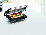 GOURMETmaxx 09898 Turbo-Kontaktgrill / Panini-Maker kompakt | Für Fettarmes Grillen | Antihaftbeschichtung | 700 Watt | Schwarz-Silber