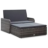 vidaXL Gartenmöbel 2-TLG. mit Auflagen Speicherfunktion Sitzgruppe Lounge Sofa Hocker Gartensofa Gartenhocker Gartenset Poly Rattan Grau