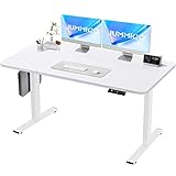 JUMMICO Höhenverstellbarer Schreibtisch 140x60cm, Schreibtisch Höhenverstellbar Elektrisch Ergonomischer Verstellbarer Schreibtisch Stehschreibtisch, Höhenverstellbarer Computertisch (Weiß)