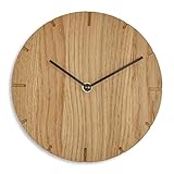 Natuhr Wanduhr Eiche geölt Holz Solide 20 cm Mini Massivholz, geräuscharmes U.T.S. Uhrwerk (Eiche Geölt, Schwarze Zeiger)