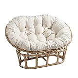 Doppeltes übergroßes Papasan-Kissen, Eierstuhl-Kissen, doppeltes Papasan-Stuhlkissen, gepolstertes Papasan-Sitzkissen, Rattan-Schaukel, Korbgeflecht, Rattan-Hängematten-Pad-Matte,Weiß,170cmX120cm