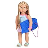 Our Generation Beachgirl Puppe Ivana - Bewegliche 46 cm Puppe mit Kleidung, Zubehör - Badeanzug und Schwimmbrett - Spielzeug ab 3 Jahren