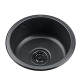 Badvorrichtungen Schwarze Runde Spüle Küche 304 Edelstahlspüle Runde Einzelspüle Badezimmer Runder Waschbecken Waschende Gemüse Und Spülbecken (Color : Black, Size : 30cm|11.8inches)